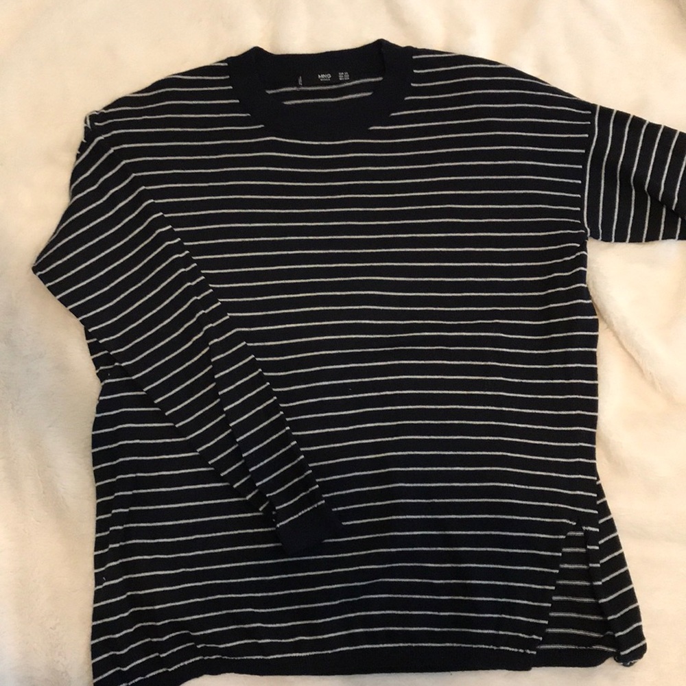 Mango Navy and White Striped Long Sleeve